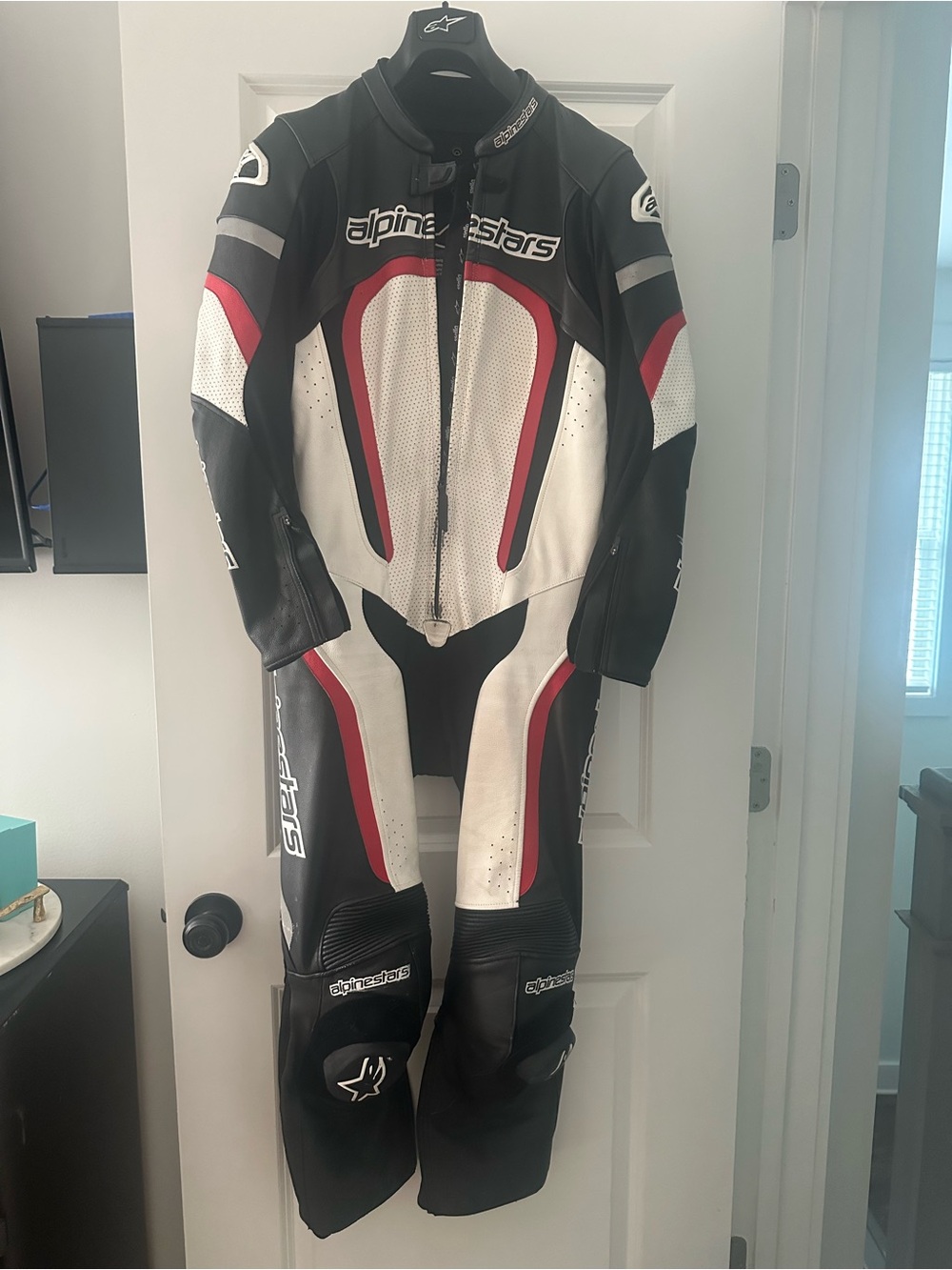 Alpinestars Black White Red Leather Racing Suit